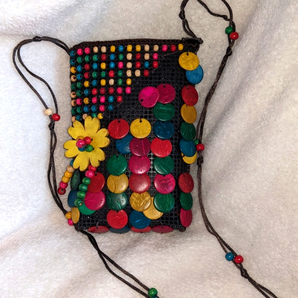 Multi-colored Coconut Shell Beaded Crossbody Purse (Small) - Picture 2 of 8